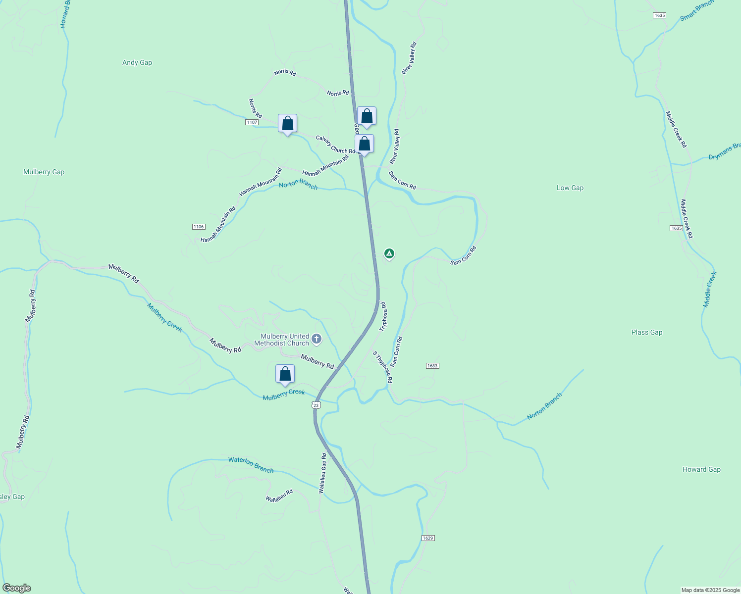 map of restaurants, bars, coffee shops, grocery stores, and more near 10912 Georgia Road in Otto