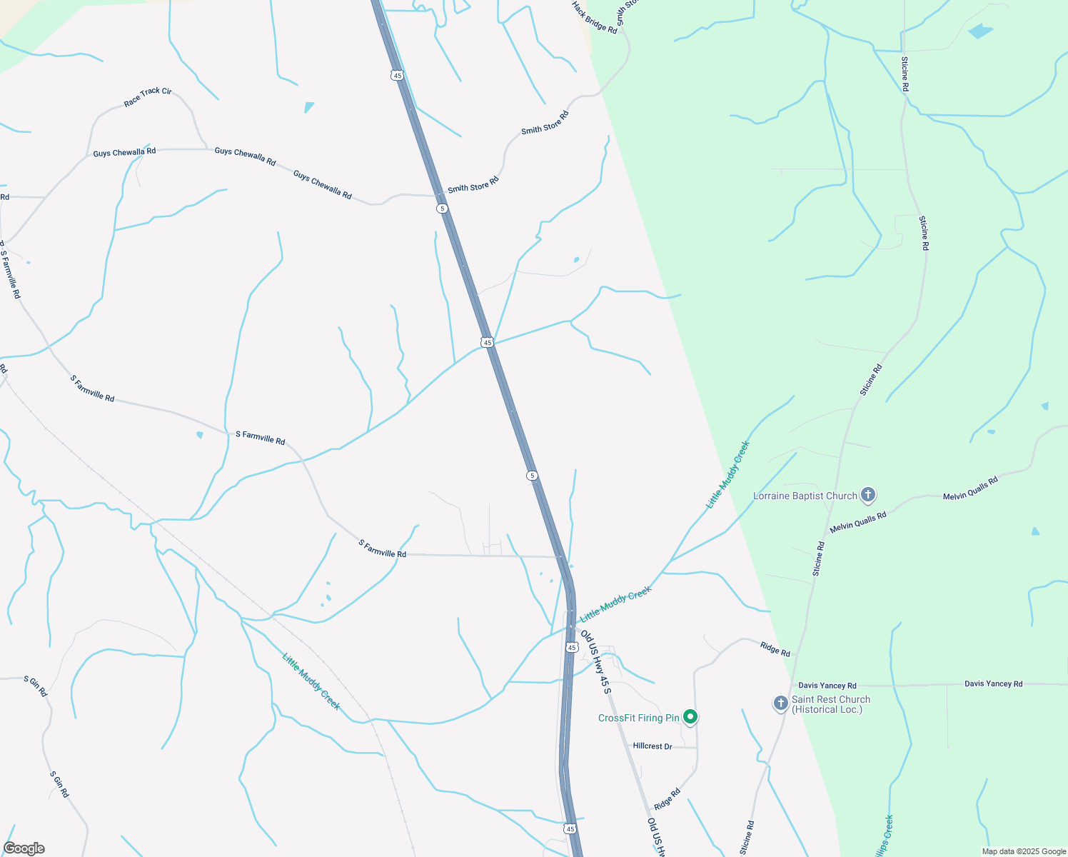 map of restaurants, bars, coffee shops, grocery stores, and more near 10616 Hwy 45 S in Guys