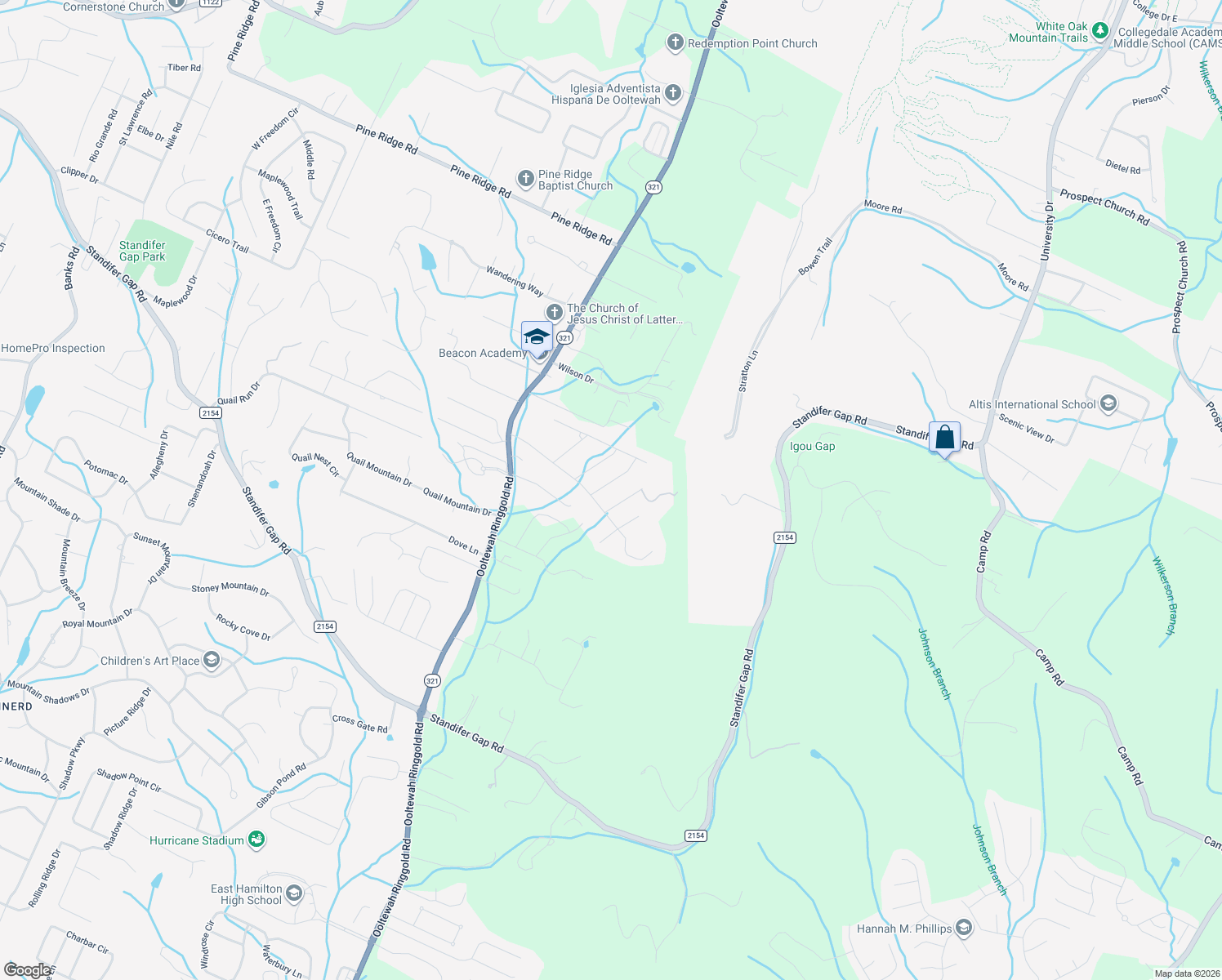 map of restaurants, bars, coffee shops, grocery stores, and more near 2808 Deerfield Rd in Ooltewah