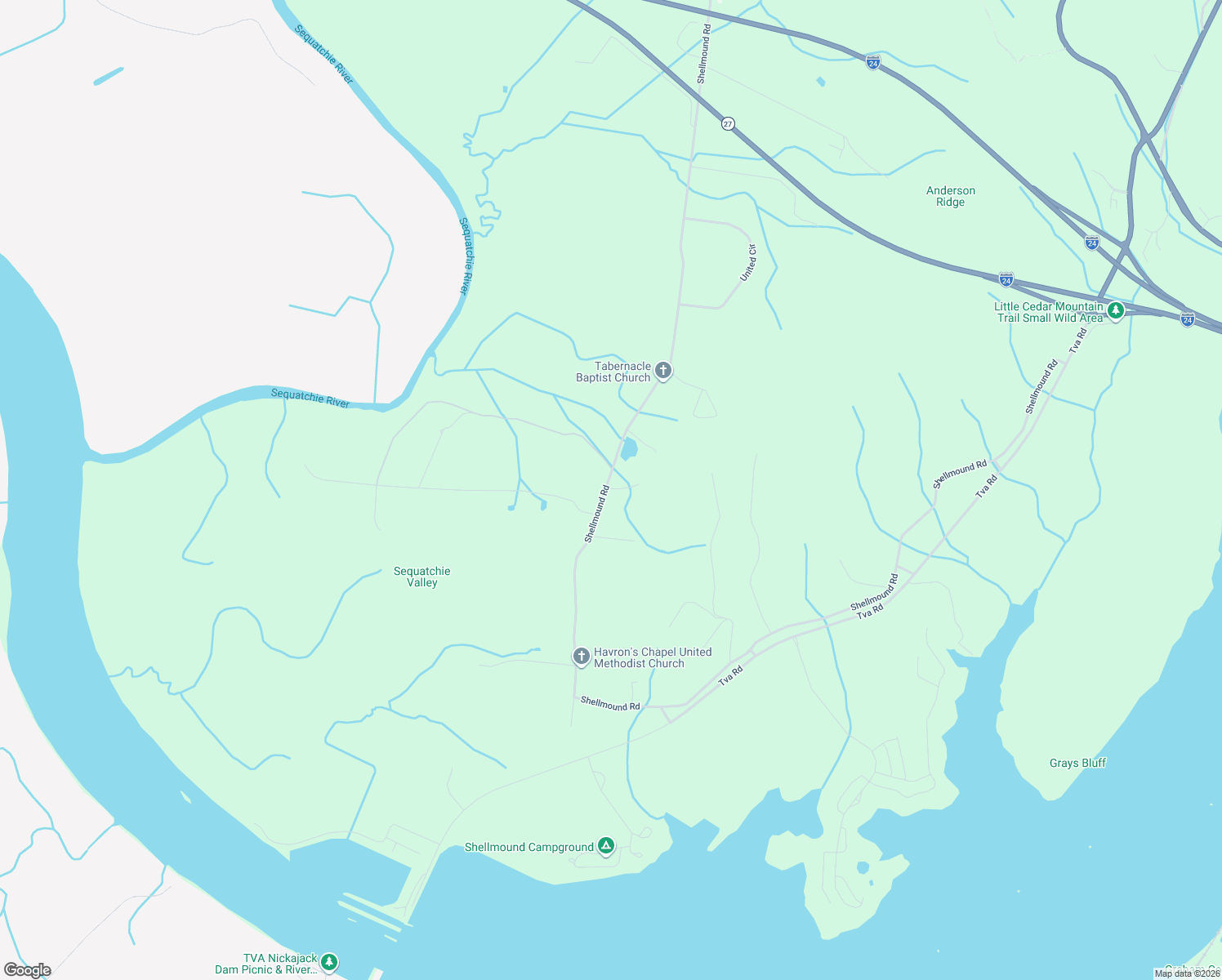 map of restaurants, bars, coffee shops, grocery stores, and more near 2703 Shellmound Rd in Jasper