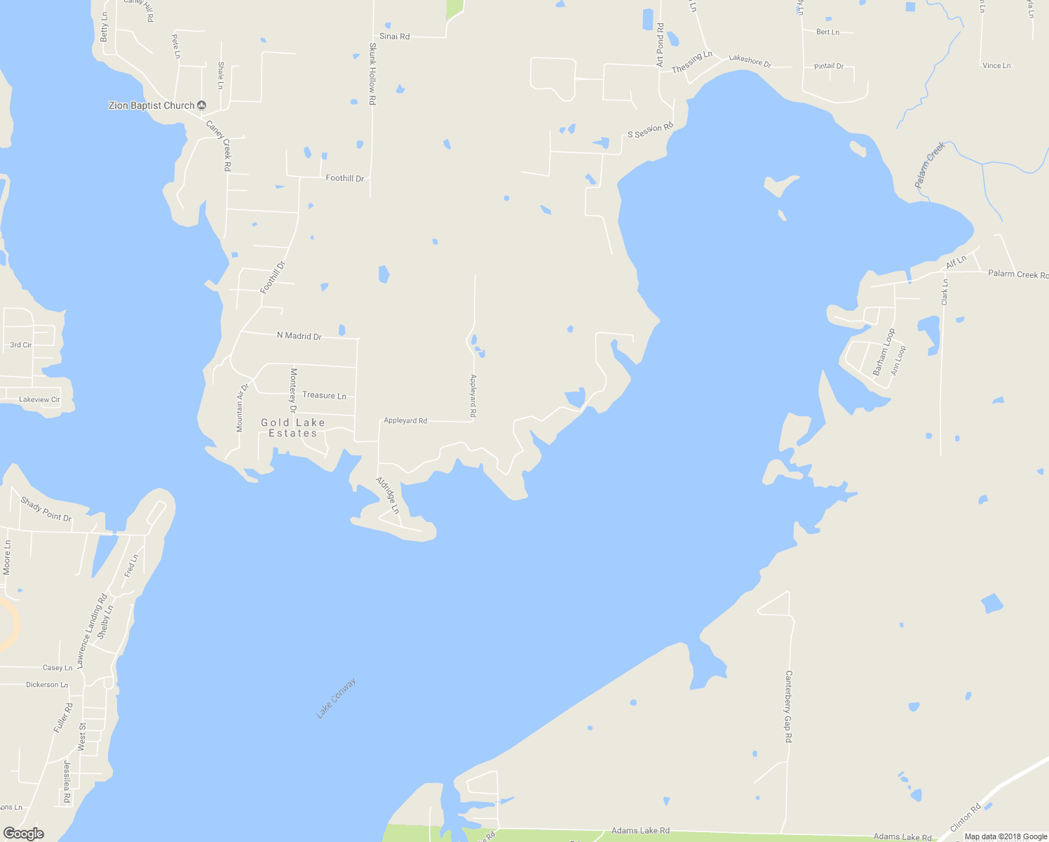 map of restaurants, bars, coffee shops, grocery stores, and more near 116 Waterfront Cove in Conway
