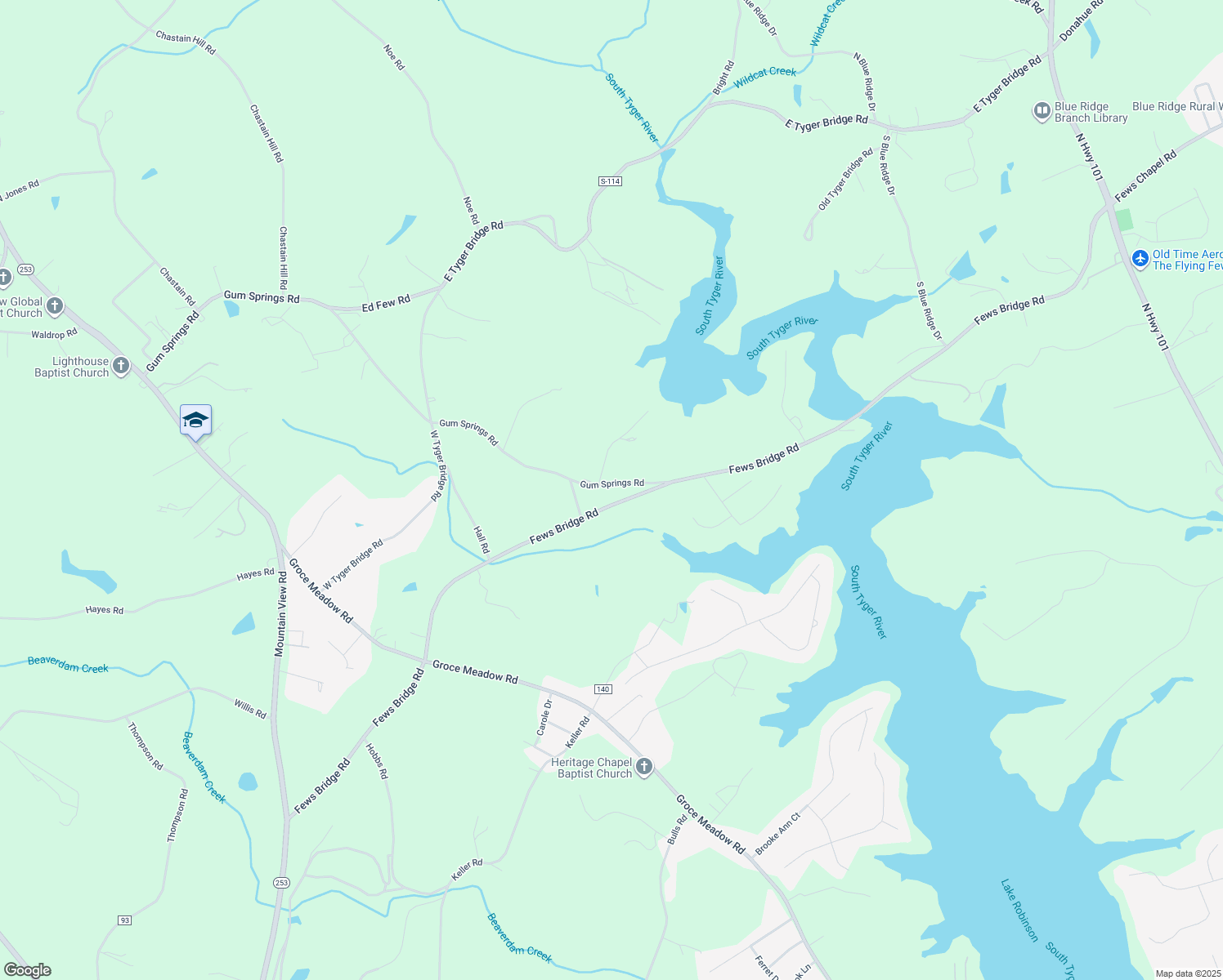 map of restaurants, bars, coffee shops, grocery stores, and more near 455 Fews Bridge Road in Taylors