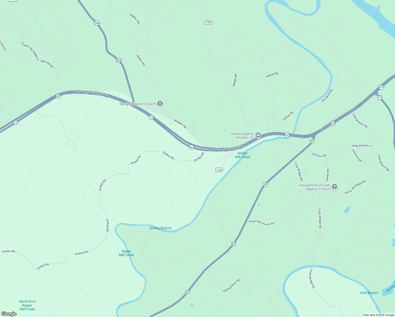 map of restaurants, bars, coffee shops, grocery stores, and more near 7285 U.S. Highway 64 in Murphy