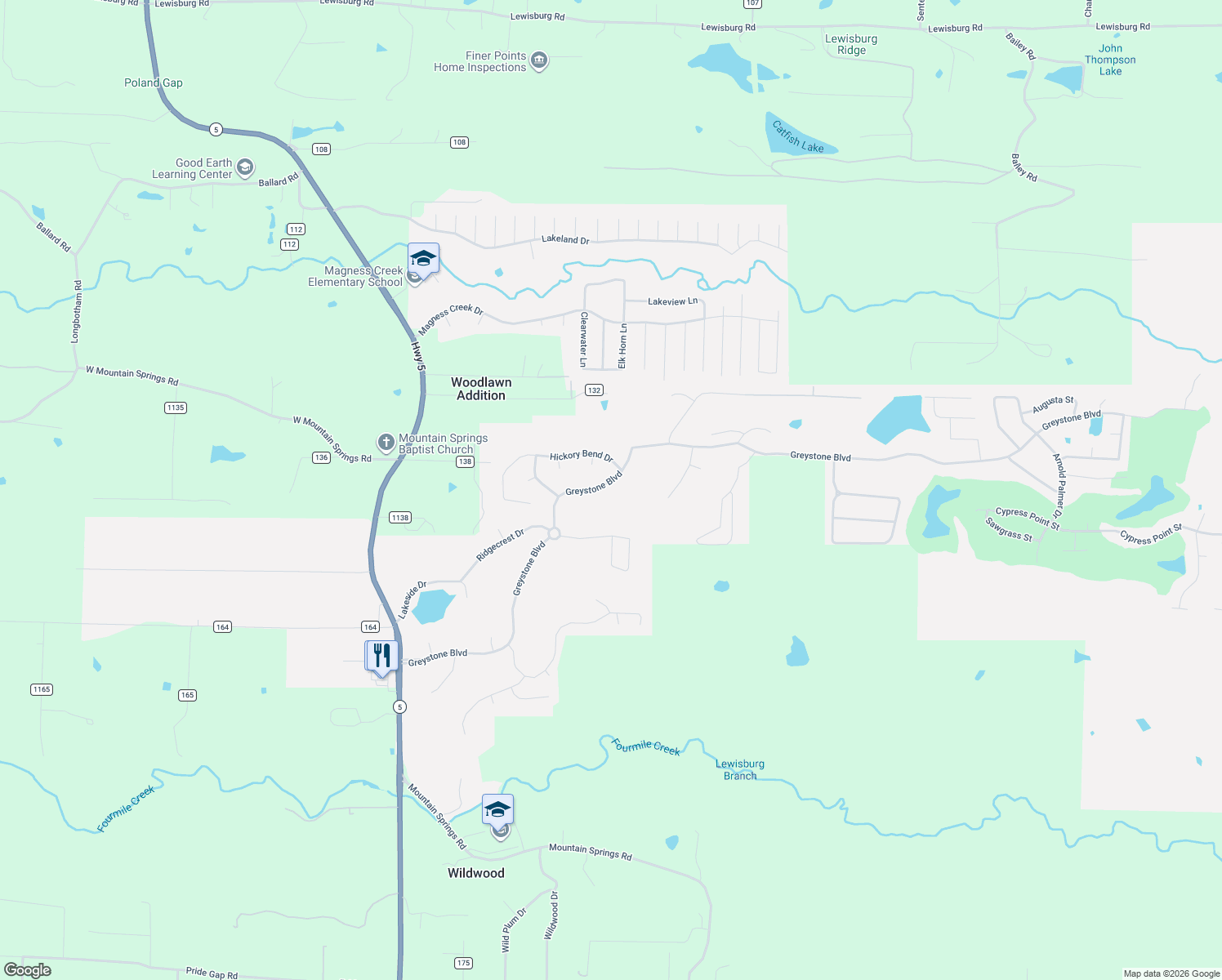 map of restaurants, bars, coffee shops, grocery stores, and more near 85 Greystone Boulevard in Cabot