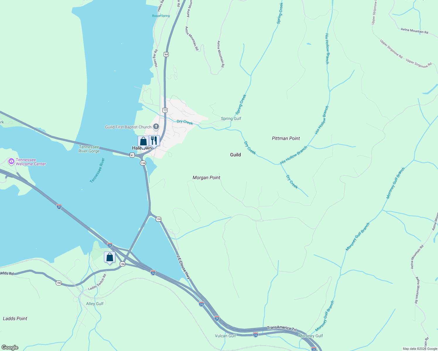 map of restaurants, bars, coffee shops, grocery stores, and more near 1205 Buck Crossing Dr in Guild