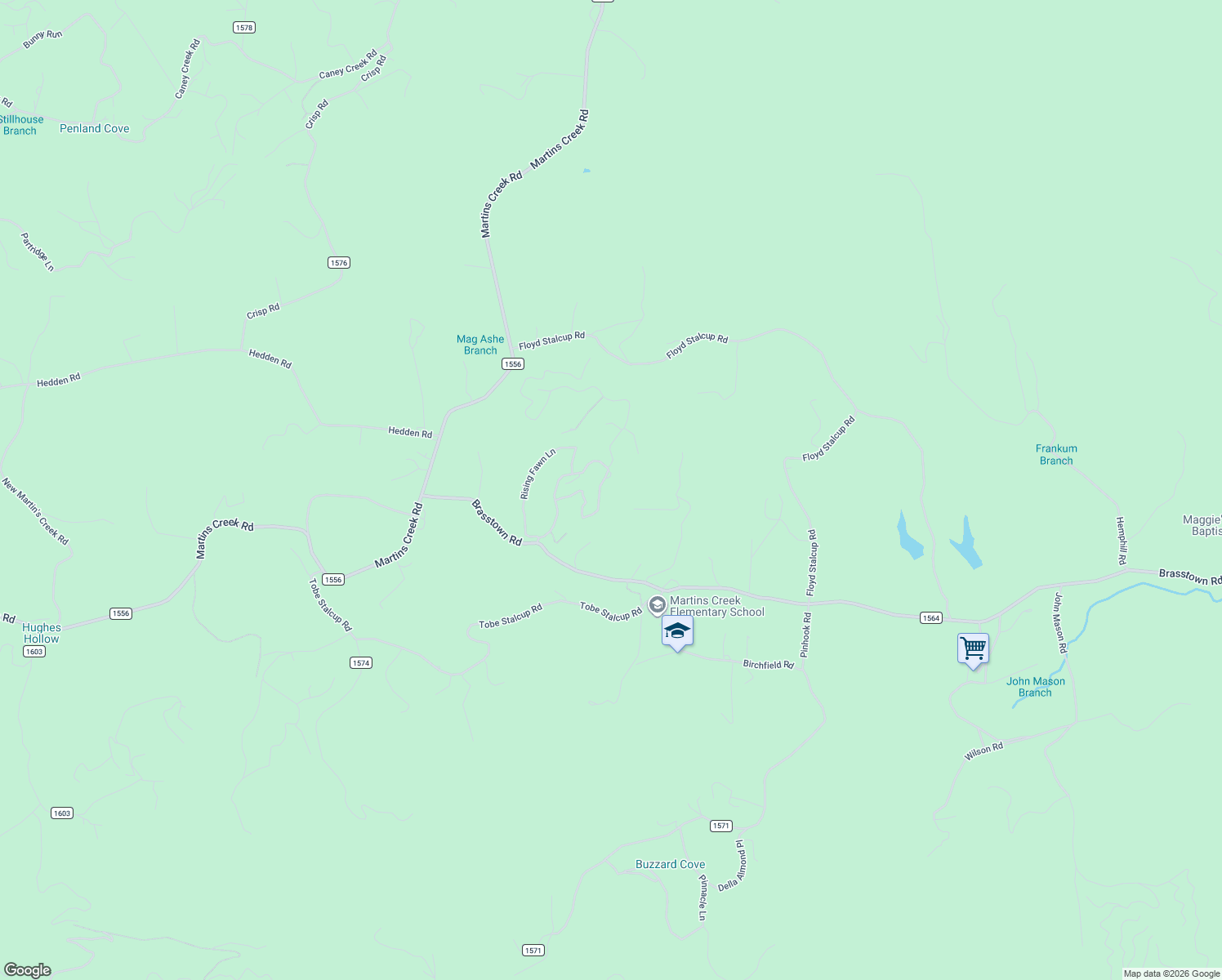 map of restaurants, bars, coffee shops, grocery stores, and more near 155 Serenity Pointe Drive in Murphy