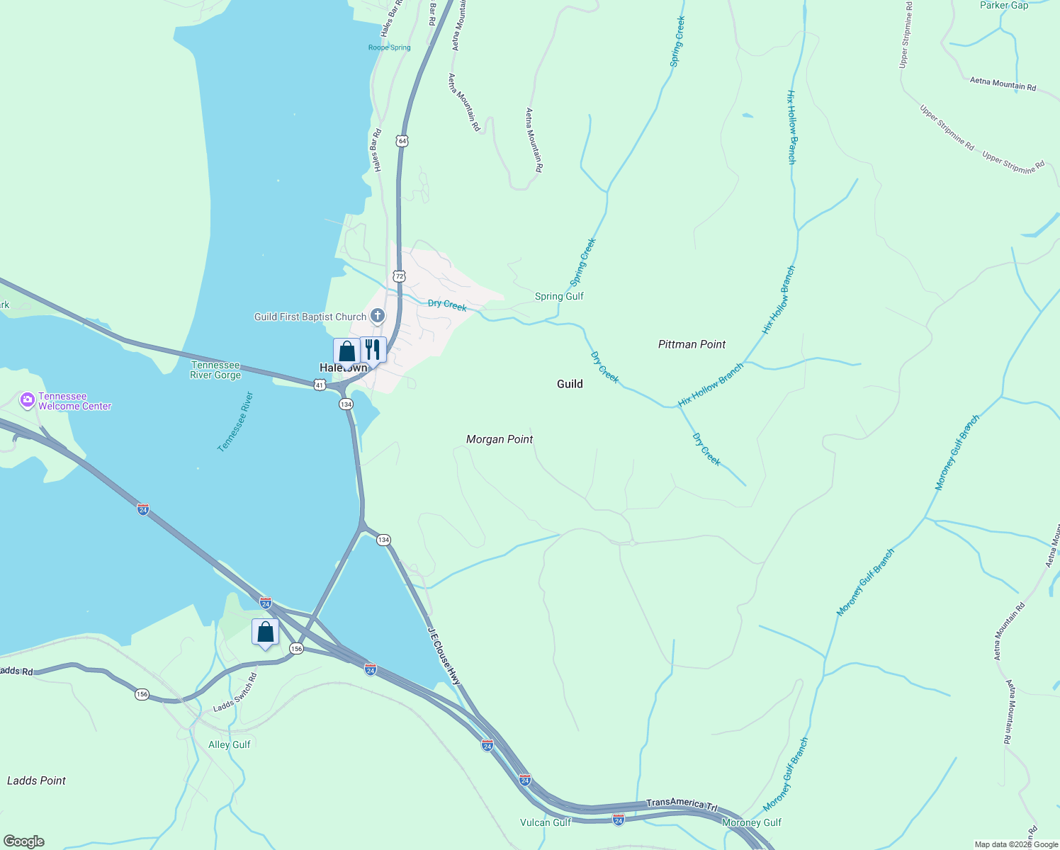 map of restaurants, bars, coffee shops, grocery stores, and more near 1205 Buck Crossing Dr in Guild