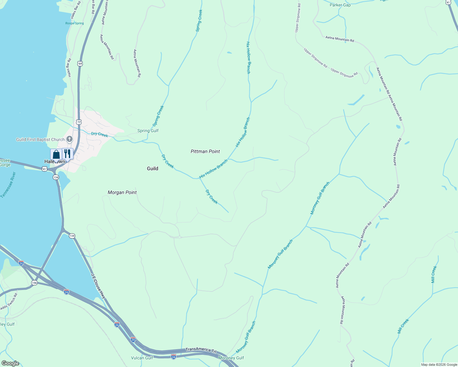 map of restaurants, bars, coffee shops, grocery stores, and more near in Guild