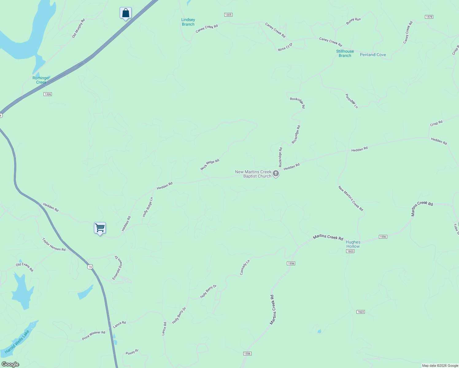 map of restaurants, bars, coffee shops, grocery stores, and more near 85 Galloway Gap in Murphy