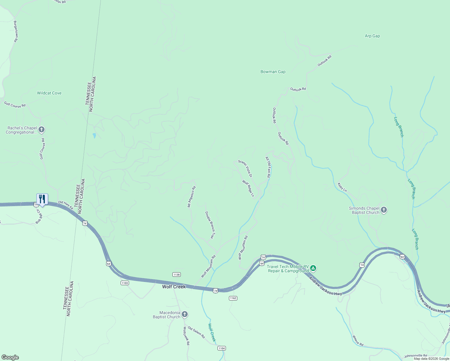 map of restaurants, bars, coffee shops, grocery stores, and more near Scenic Vista in Murphy