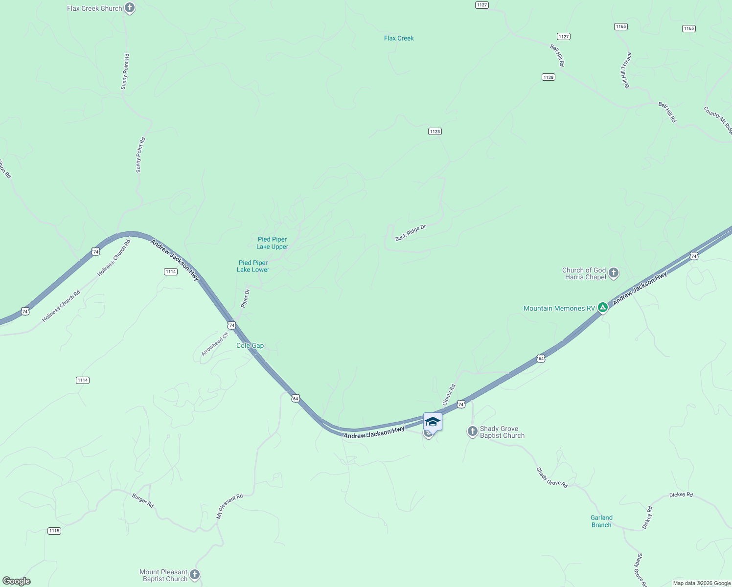 map of restaurants, bars, coffee shops, grocery stores, and more near 310 Treehouse Trail in Murphy