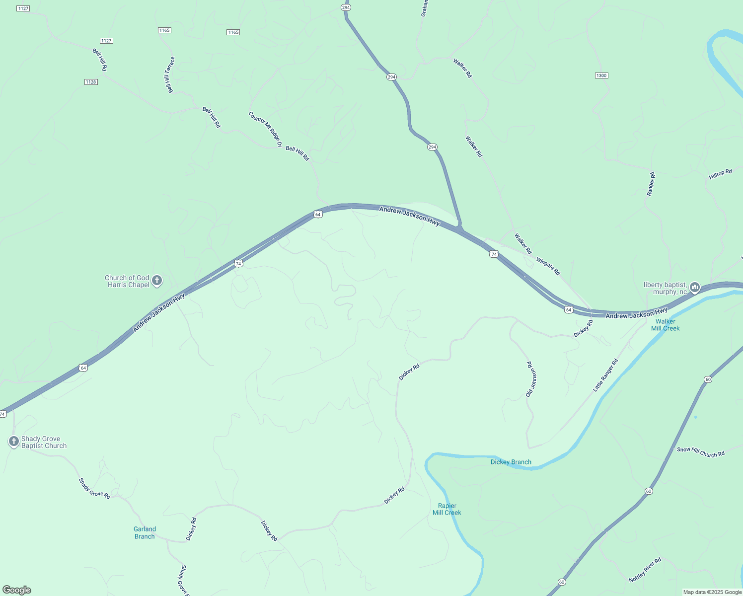map of restaurants, bars, coffee shops, grocery stores, and more near 476 Ranger Estate Road in Murphy