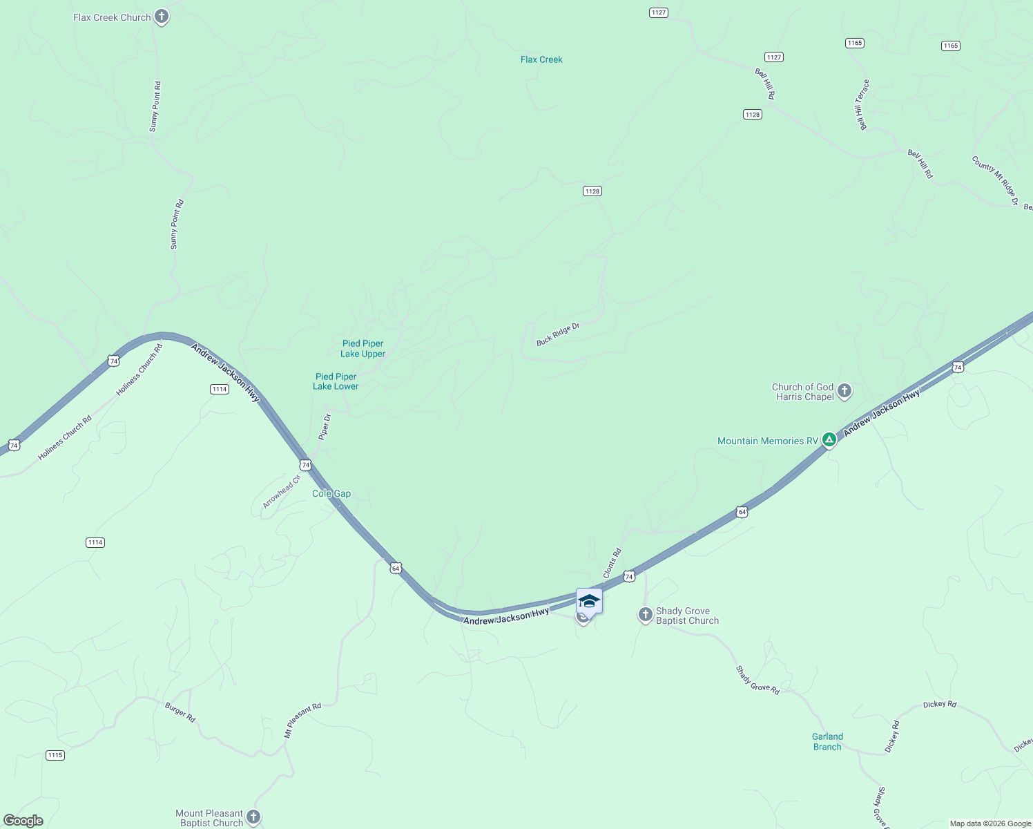 map of restaurants, bars, coffee shops, grocery stores, and more near 311 Treehouse Trail in Murphy