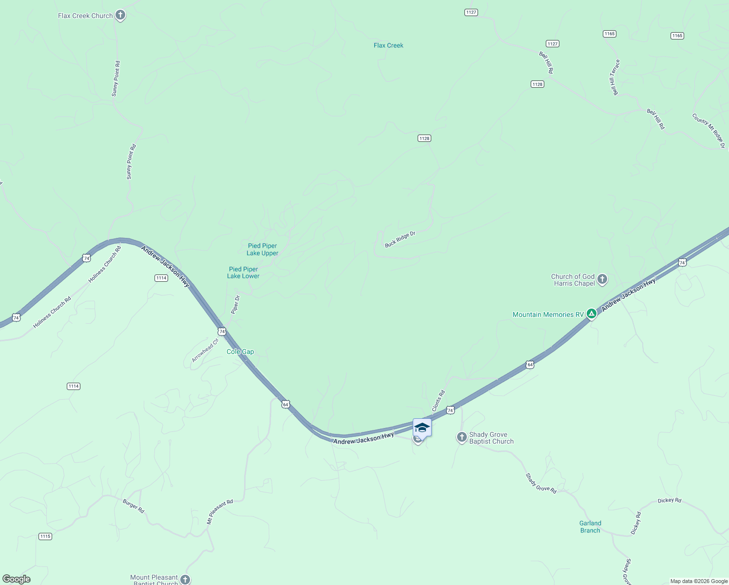 map of restaurants, bars, coffee shops, grocery stores, and more near 311 Treehouse Trail in Murphy