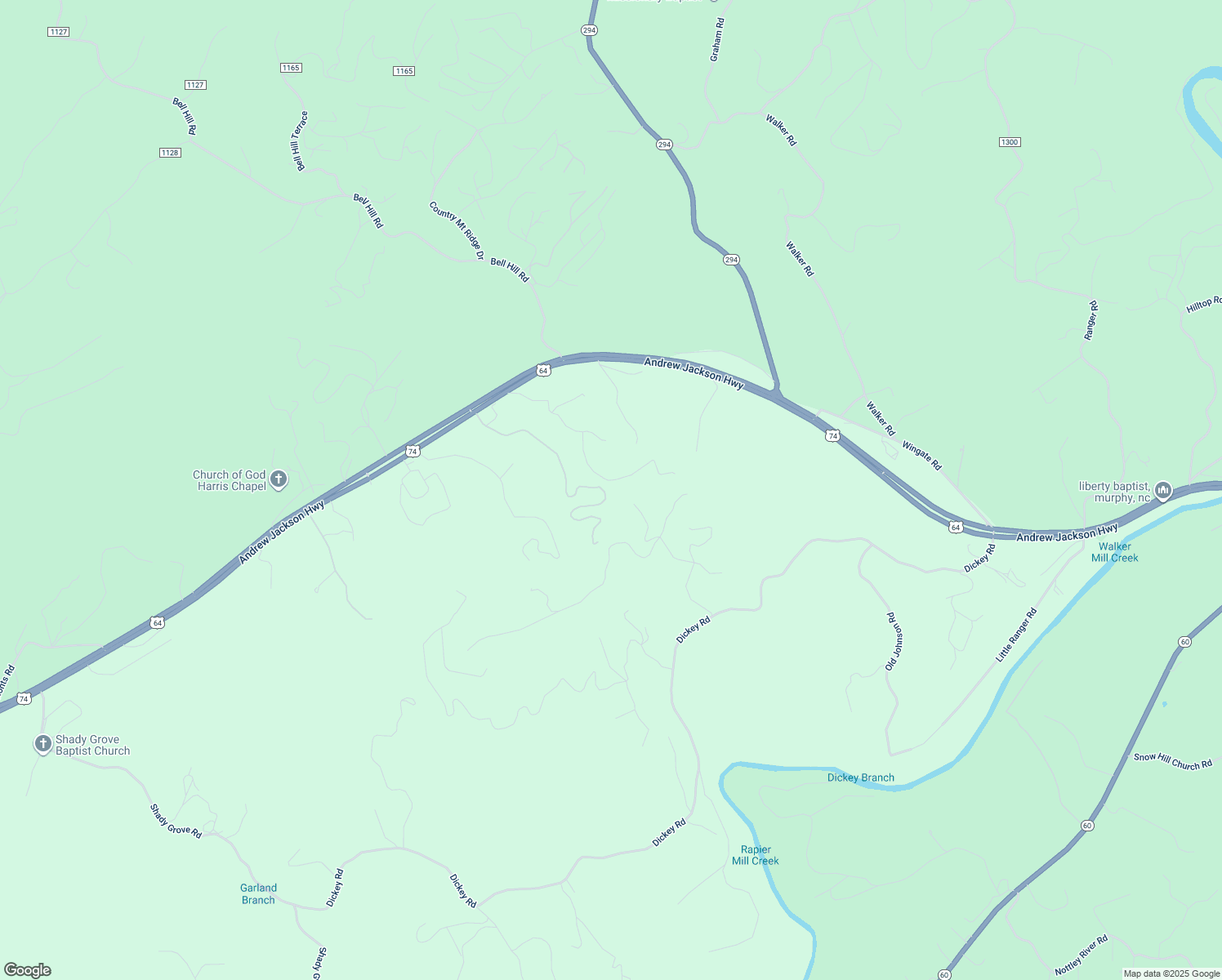 map of restaurants, bars, coffee shops, grocery stores, and more near 476 Ranger Estate Road in Murphy