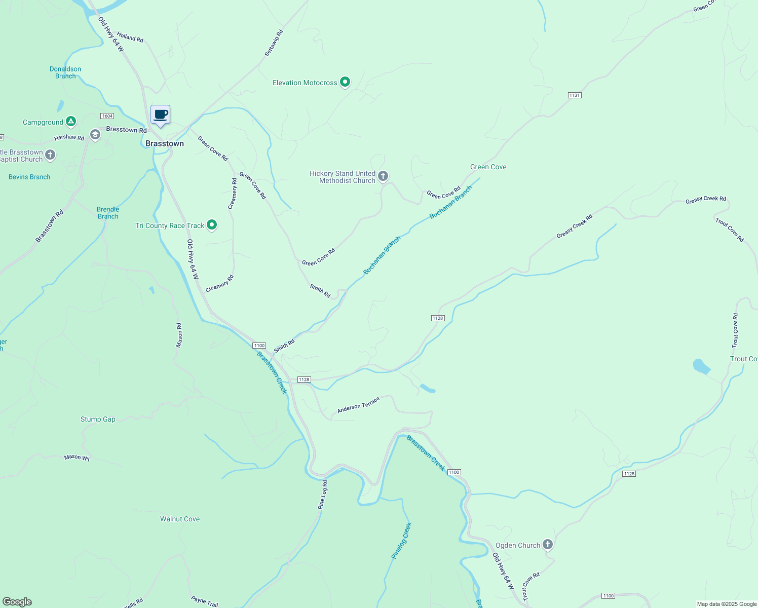 map of restaurants, bars, coffee shops, grocery stores, and more near 1 Darnell Lane in Brasstown