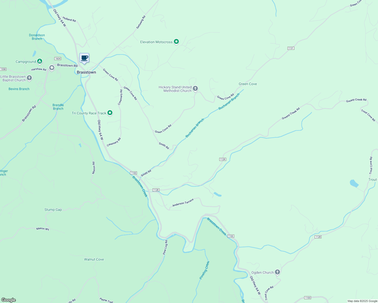 map of restaurants, bars, coffee shops, grocery stores, and more near 1 Darnell Lane in Brasstown