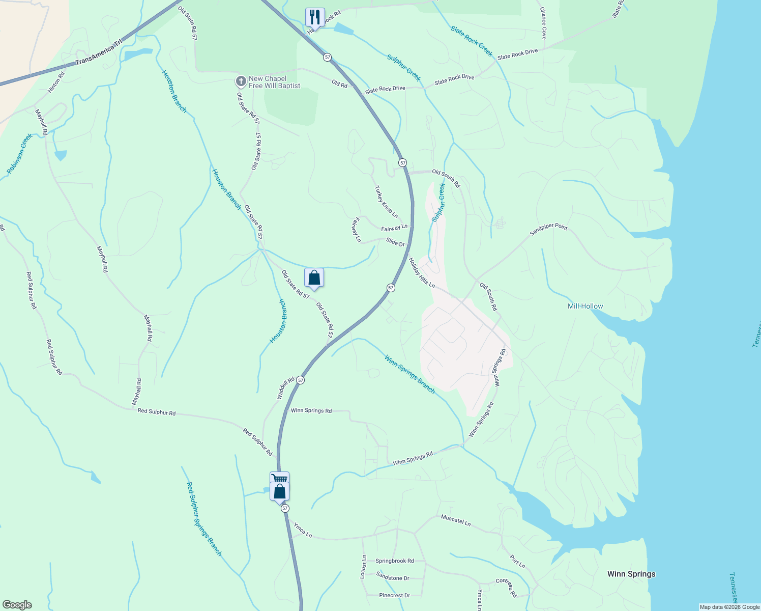 map of restaurants, bars, coffee shops, grocery stores, and more near 21 Wayson Lane in Counce