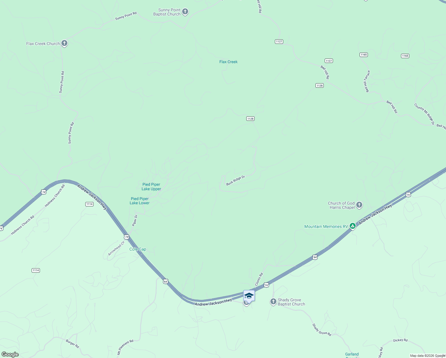 map of restaurants, bars, coffee shops, grocery stores, and more near 660 Buck Ridge Drive in Murphy