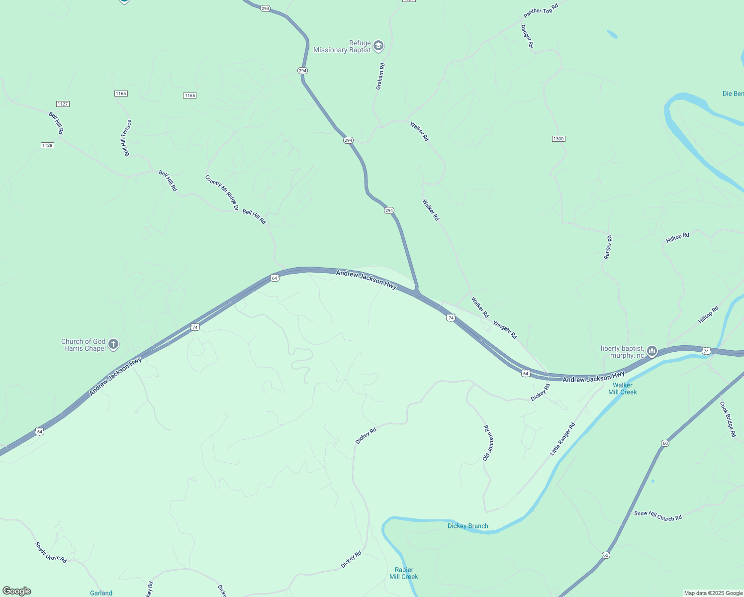 map of restaurants, bars, coffee shops, grocery stores, and more near 100 Coopers Ridge Road in Murphy