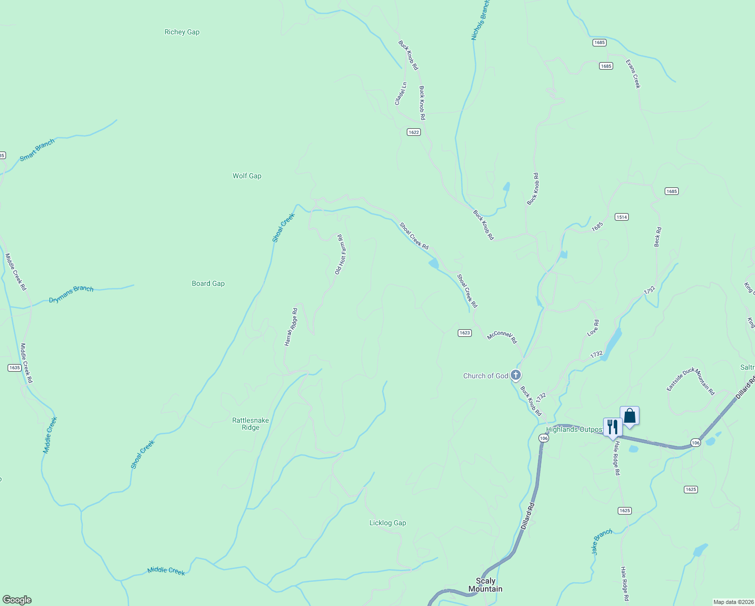 map of restaurants, bars, coffee shops, grocery stores, and more near Silly Ridge Road in Macon