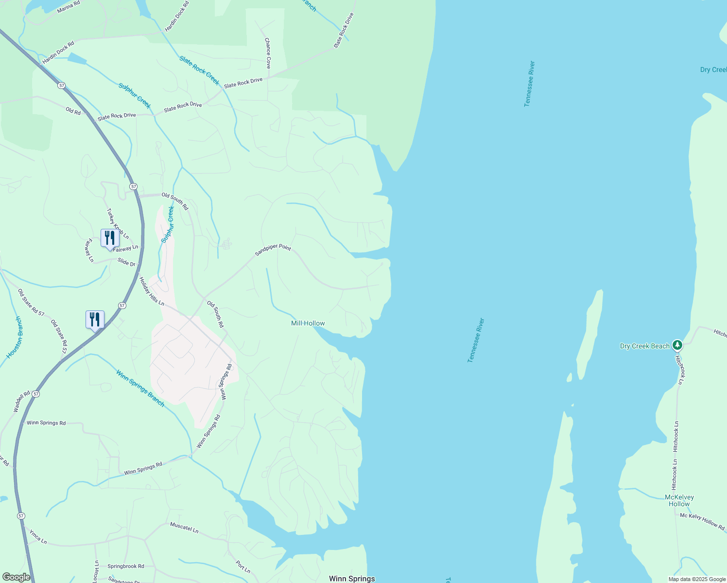 map of restaurants, bars, coffee shops, grocery stores, and more near 100 Edgewater Bay in Counce