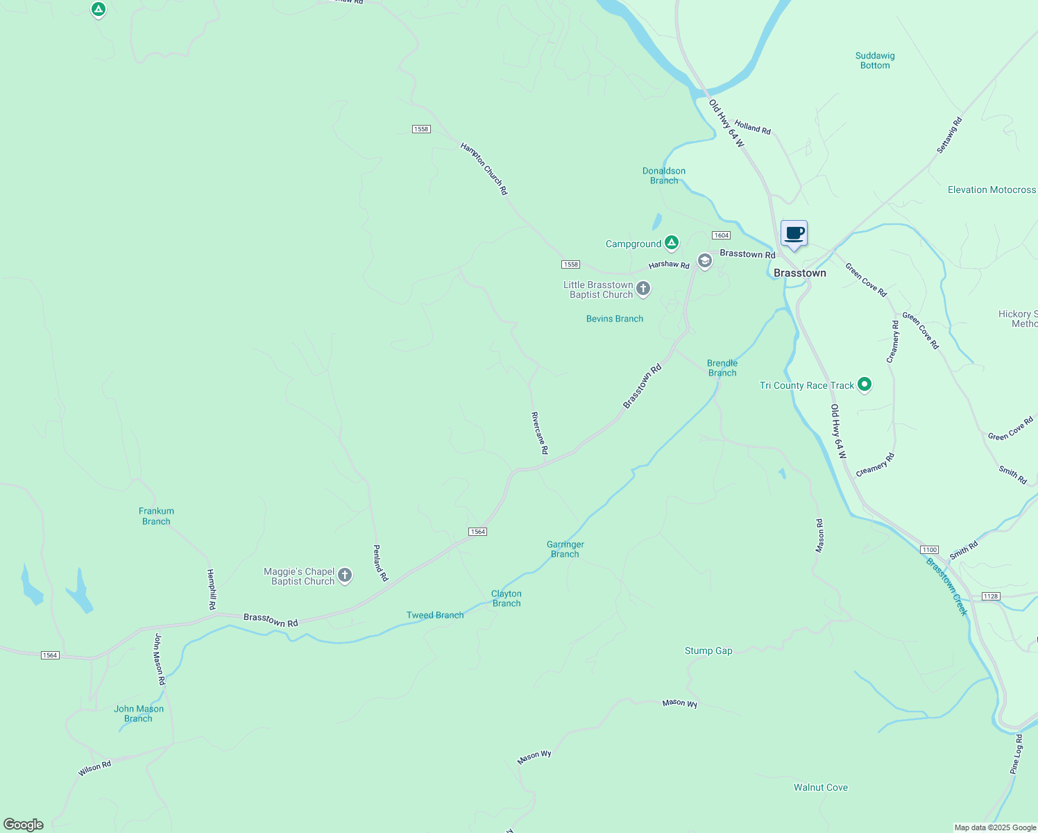 map of restaurants, bars, coffee shops, grocery stores, and more near 3641 Brasstown Road in Brasstown