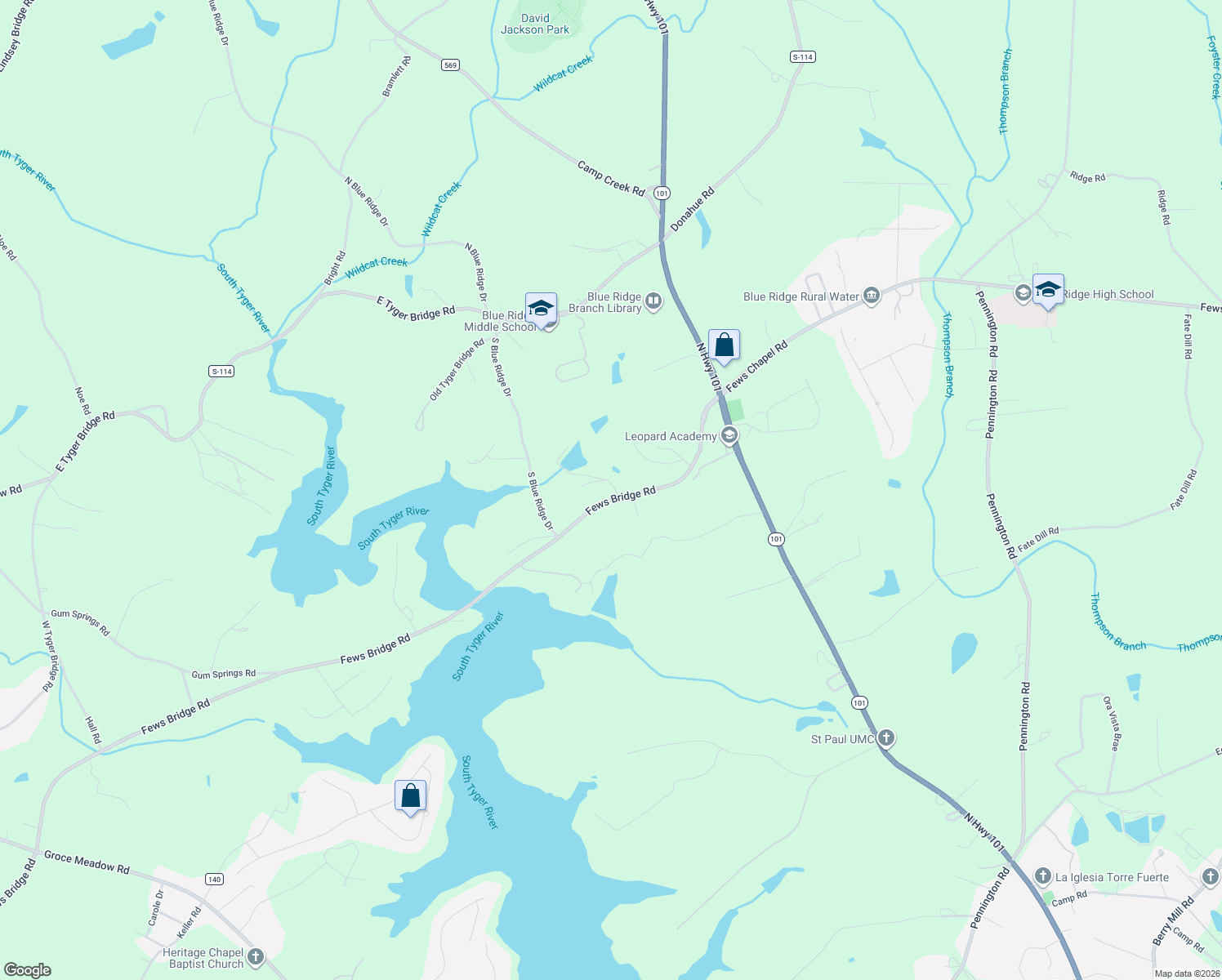 map of restaurants, bars, coffee shops, grocery stores, and more near 2452 Fews Bridge Road in Greer
