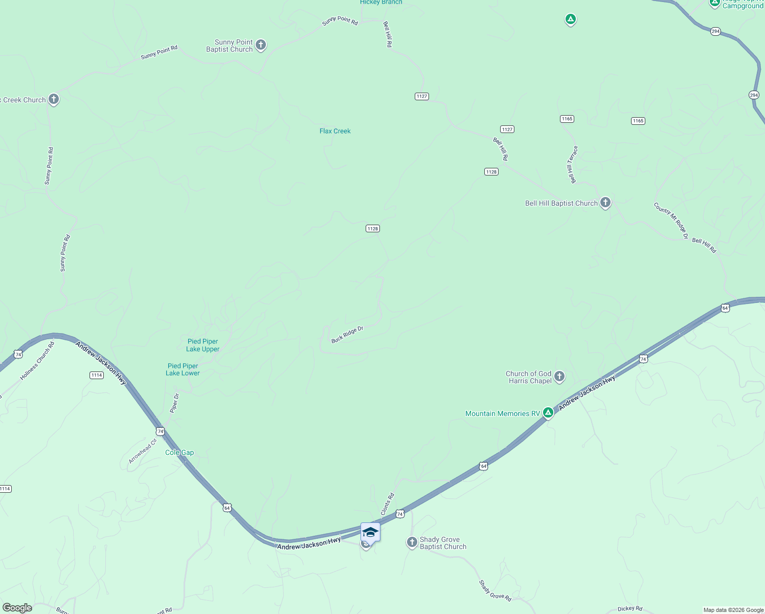 map of restaurants, bars, coffee shops, grocery stores, and more near 249 Buck Ridge Drive in Murphy