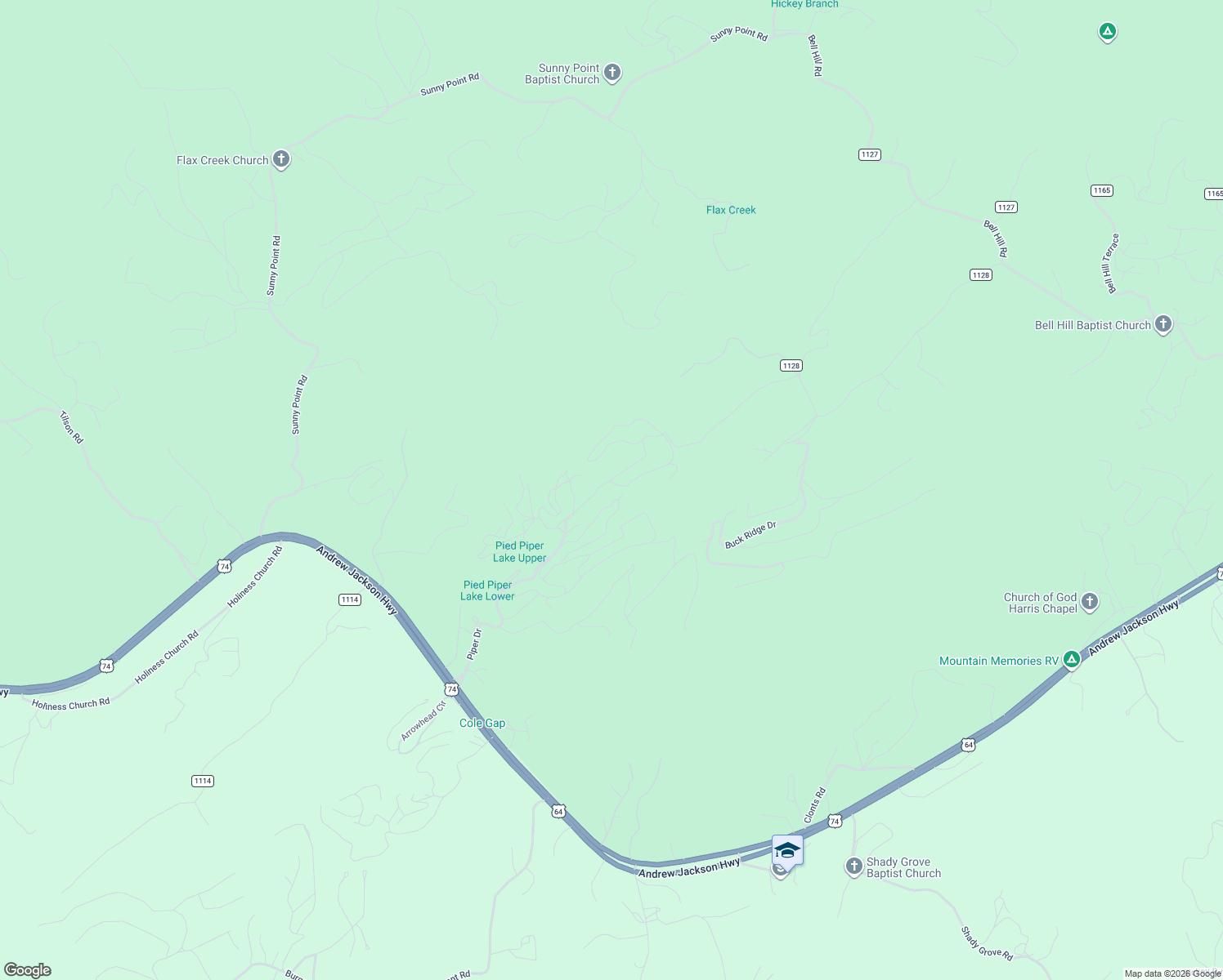 map of restaurants, bars, coffee shops, grocery stores, and more near 161 Bear Trail in Murphy