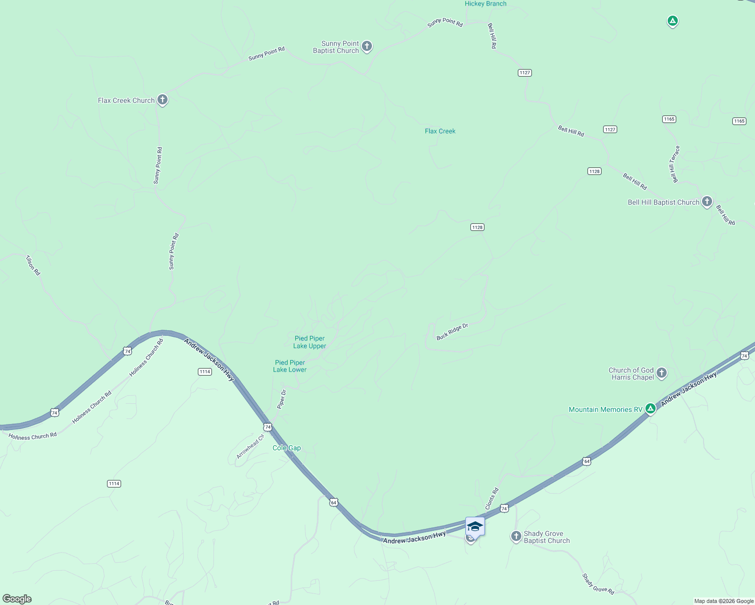 map of restaurants, bars, coffee shops, grocery stores, and more near 350 Bear Trail in Murphy