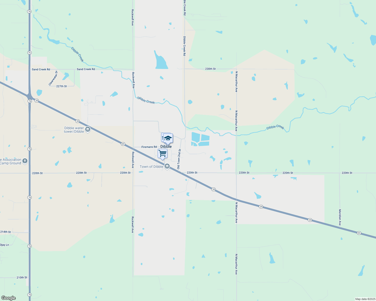 map of restaurants, bars, coffee shops, grocery stores, and more near 12547 222nd Street in Blanchard