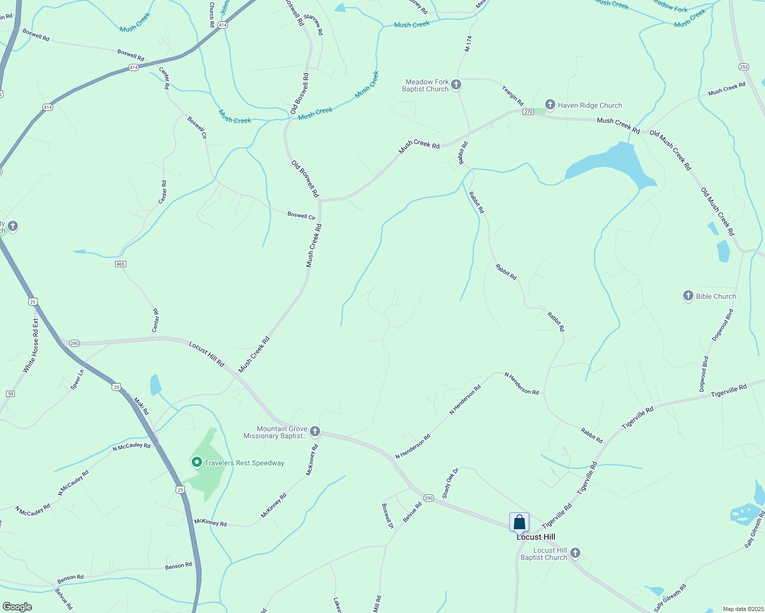 map of restaurants, bars, coffee shops, grocery stores, and more near 414 Dean Williams Road in Travelers Rest