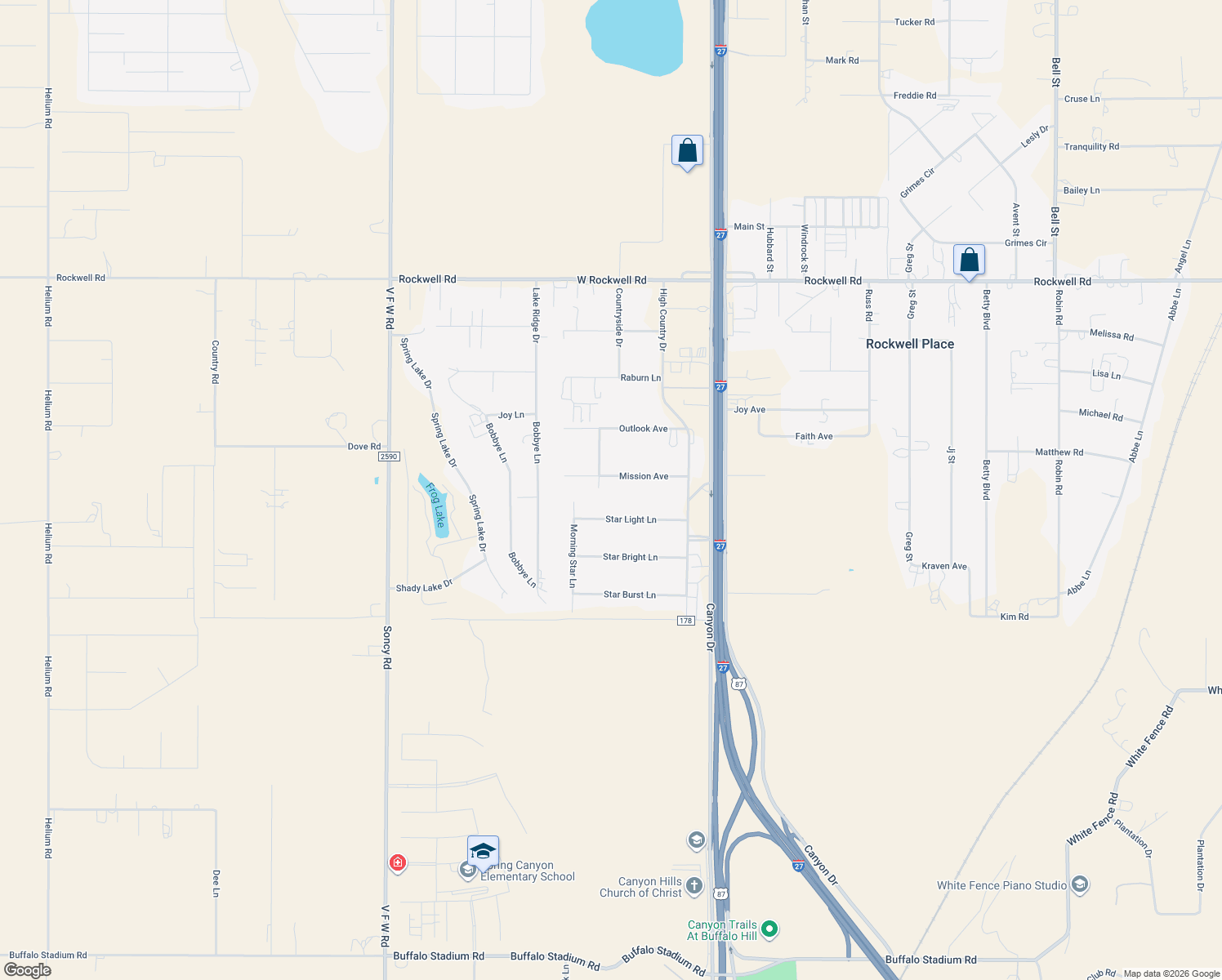 map of restaurants, bars, coffee shops, grocery stores, and more near 7751 Mission Avenue in Canyon