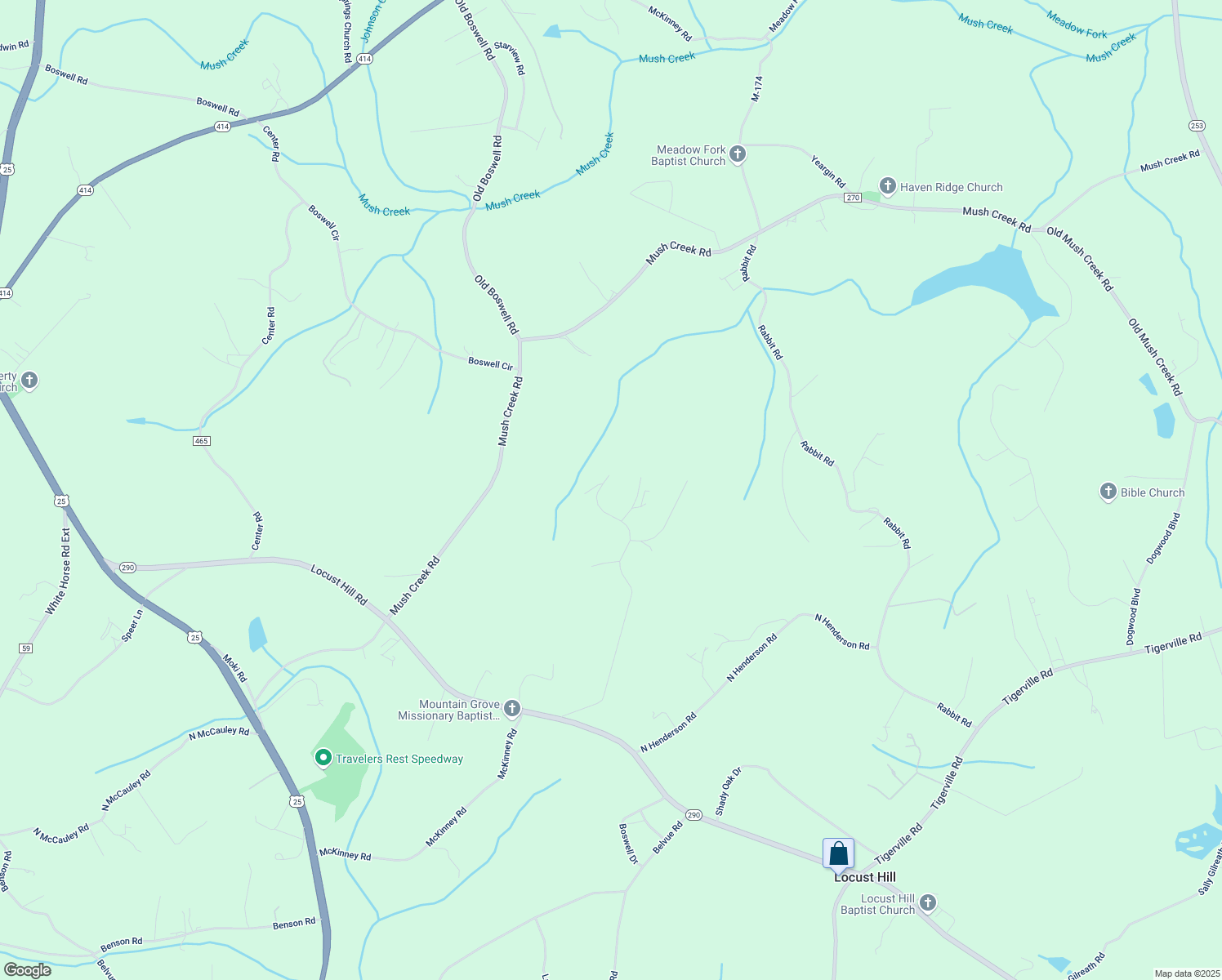 map of restaurants, bars, coffee shops, grocery stores, and more near 414 Dean Williams Road in Travelers Rest