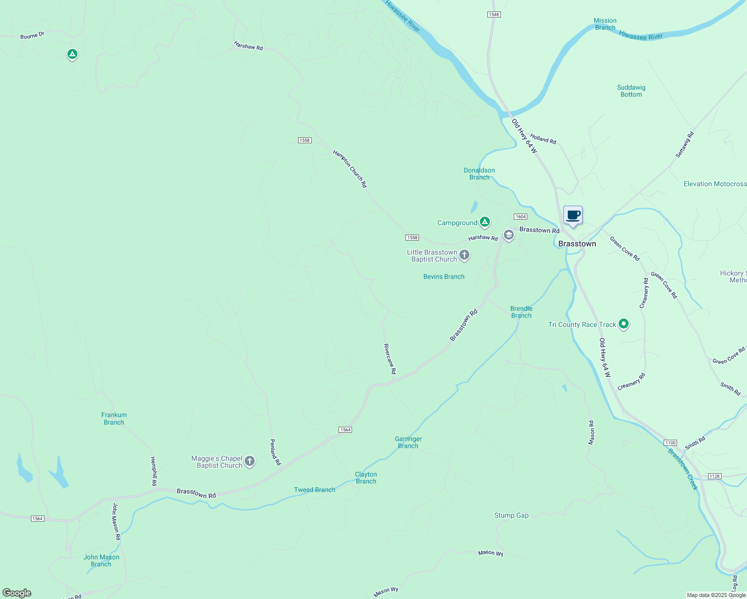 map of restaurants, bars, coffee shops, grocery stores, and more near 221 Brookgreen Lane in Brasstown