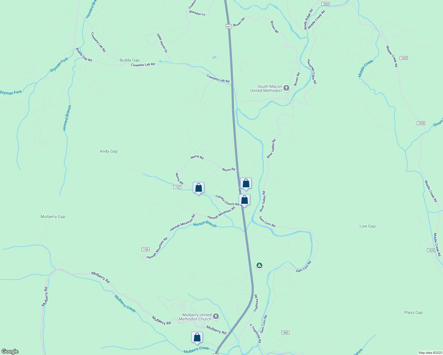 map of restaurants, bars, coffee shops, grocery stores, and more near 136 Rynes Road in Otto