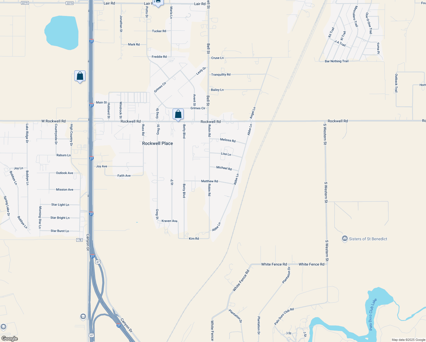 map of restaurants, bars, coffee shops, grocery stores, and more near 16951 Robin Road in Canyon