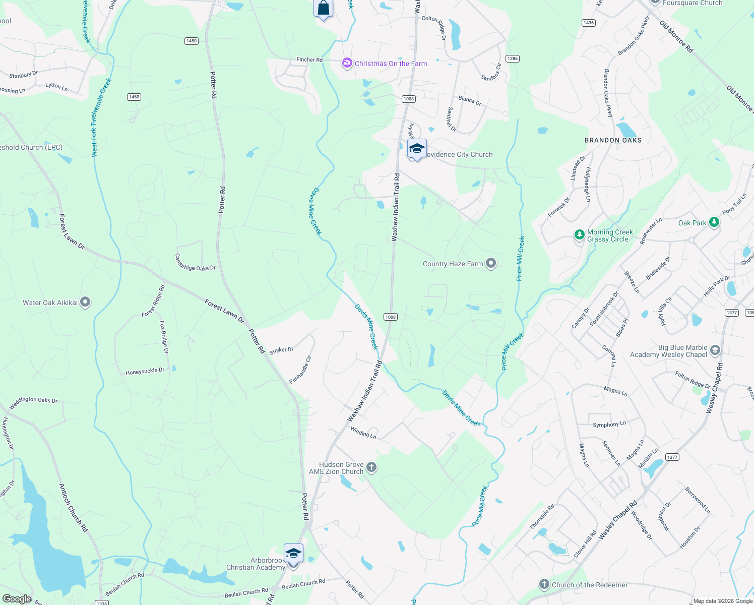map of restaurants, bars, coffee shops, grocery stores, and more near 3340 Waxhaw Indian Trail Road in Indian Trail