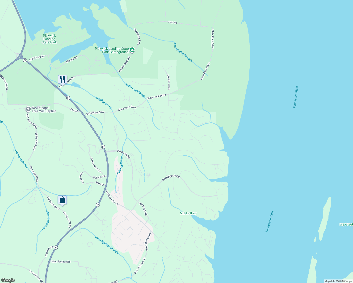 map of restaurants, bars, coffee shops, grocery stores, and more near 680 Bryson Harbor Road in Counce