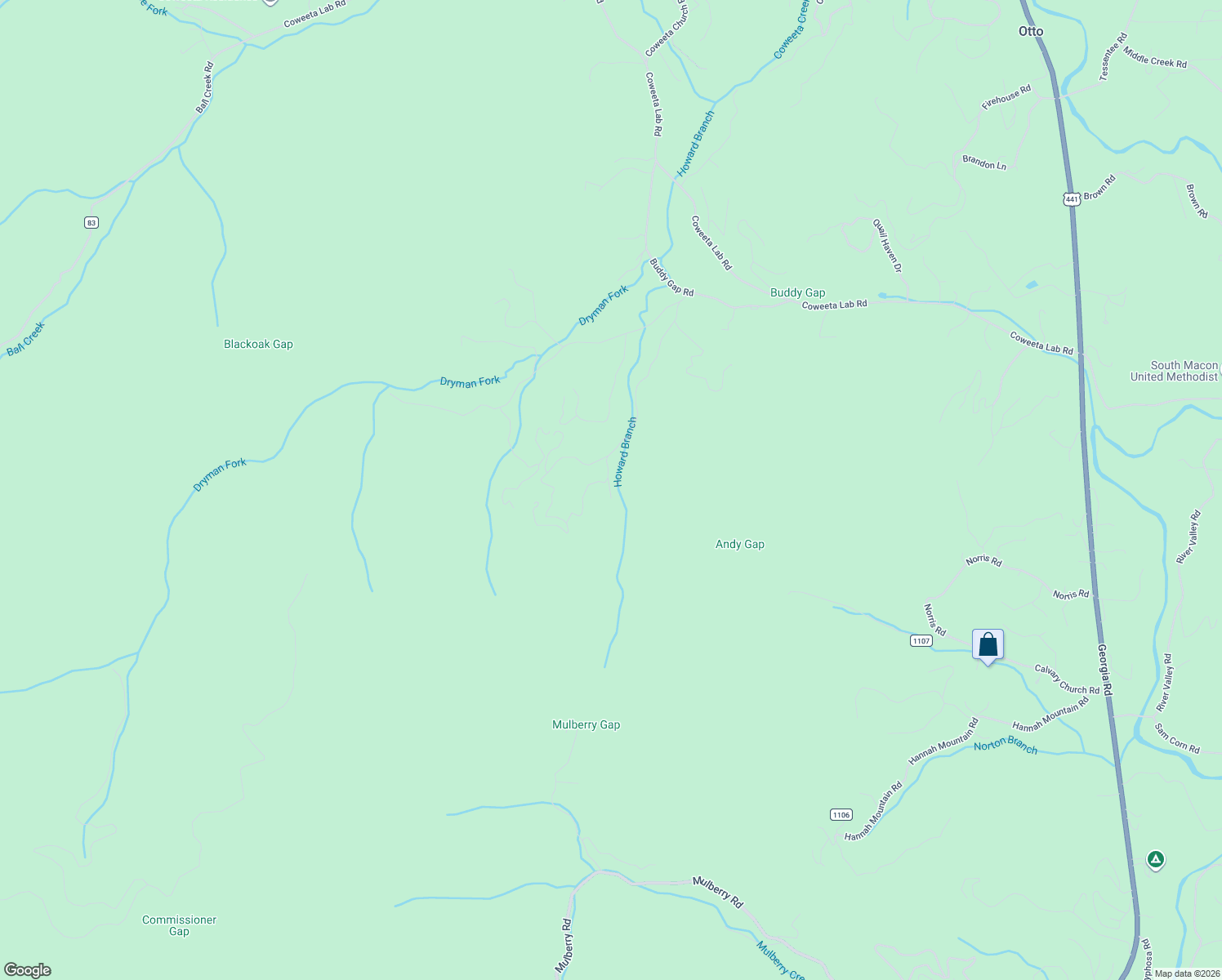 map of restaurants, bars, coffee shops, grocery stores, and more near 122 Shady Hollow Road in Otto