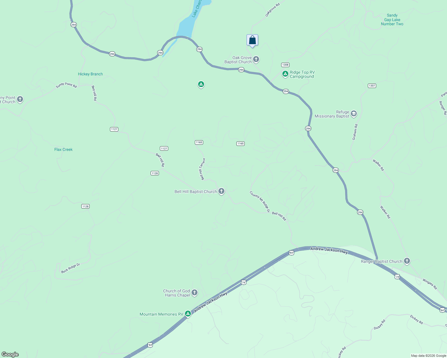 map of restaurants, bars, coffee shops, grocery stores, and more near 864 Bell Hill Road in Murphy