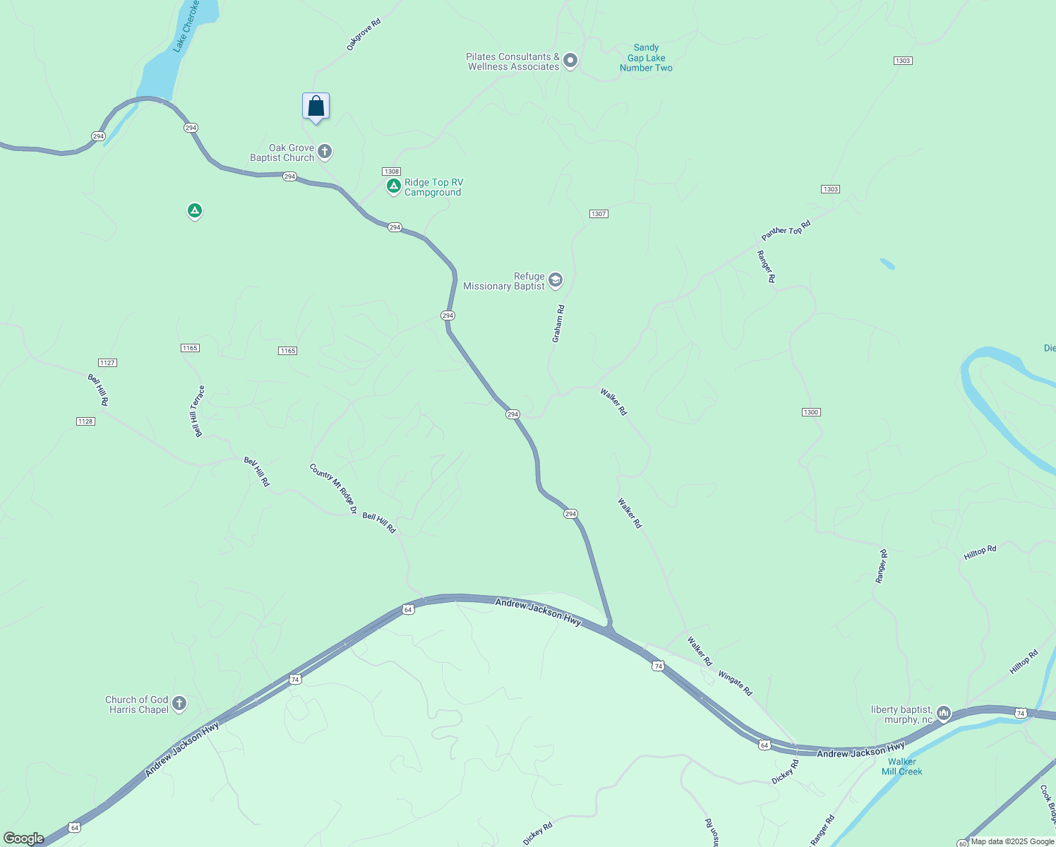 map of restaurants, bars, coffee shops, grocery stores, and more near 814 North Carolina 294 in Murphy