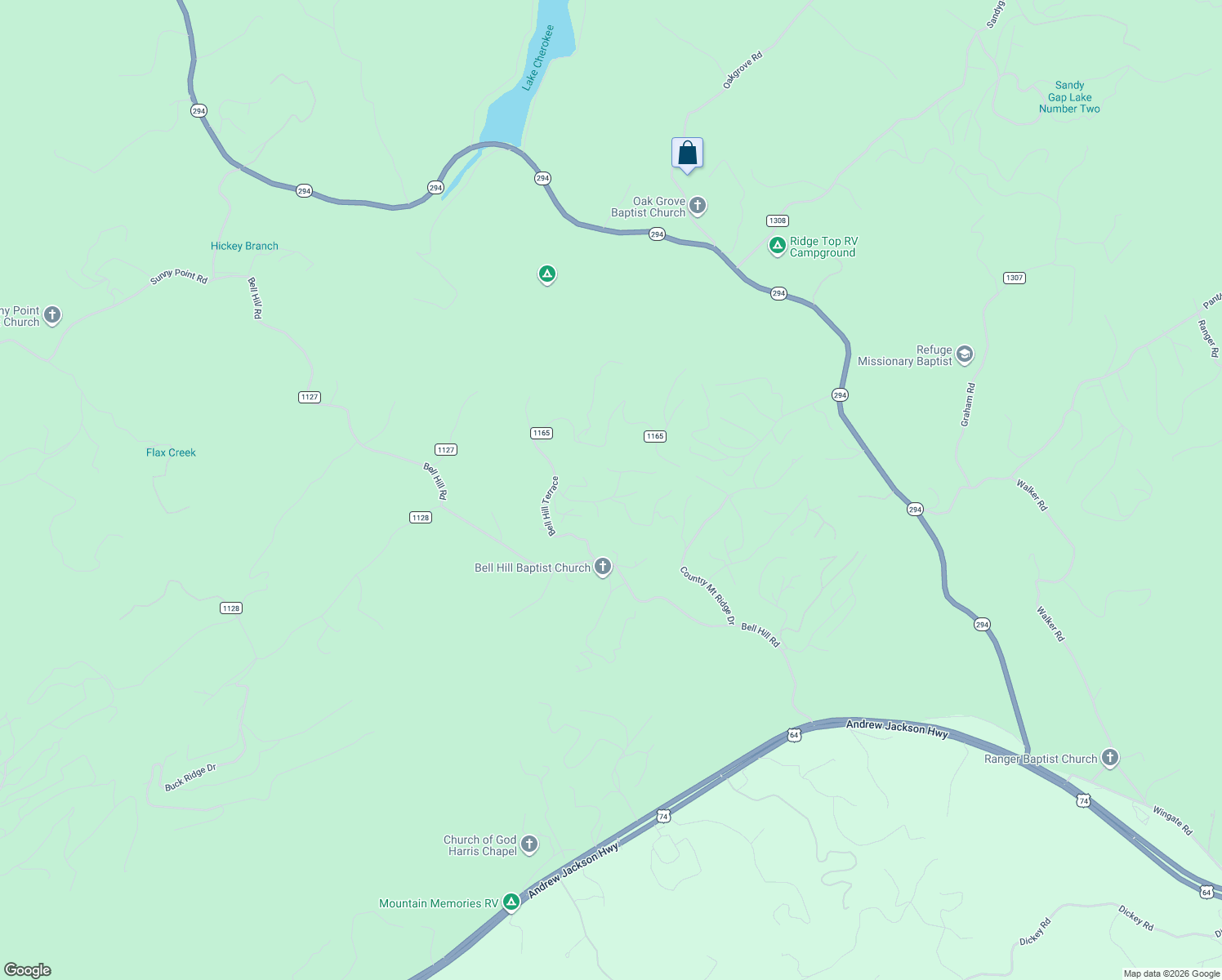 map of restaurants, bars, coffee shops, grocery stores, and more near 864 Bell Hill Road in Murphy