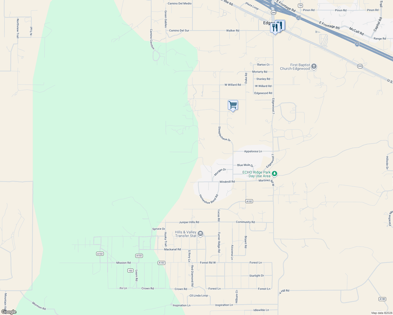 map of restaurants, bars, coffee shops, grocery stores, and more near 32 Hillcrest Road in Edgewood