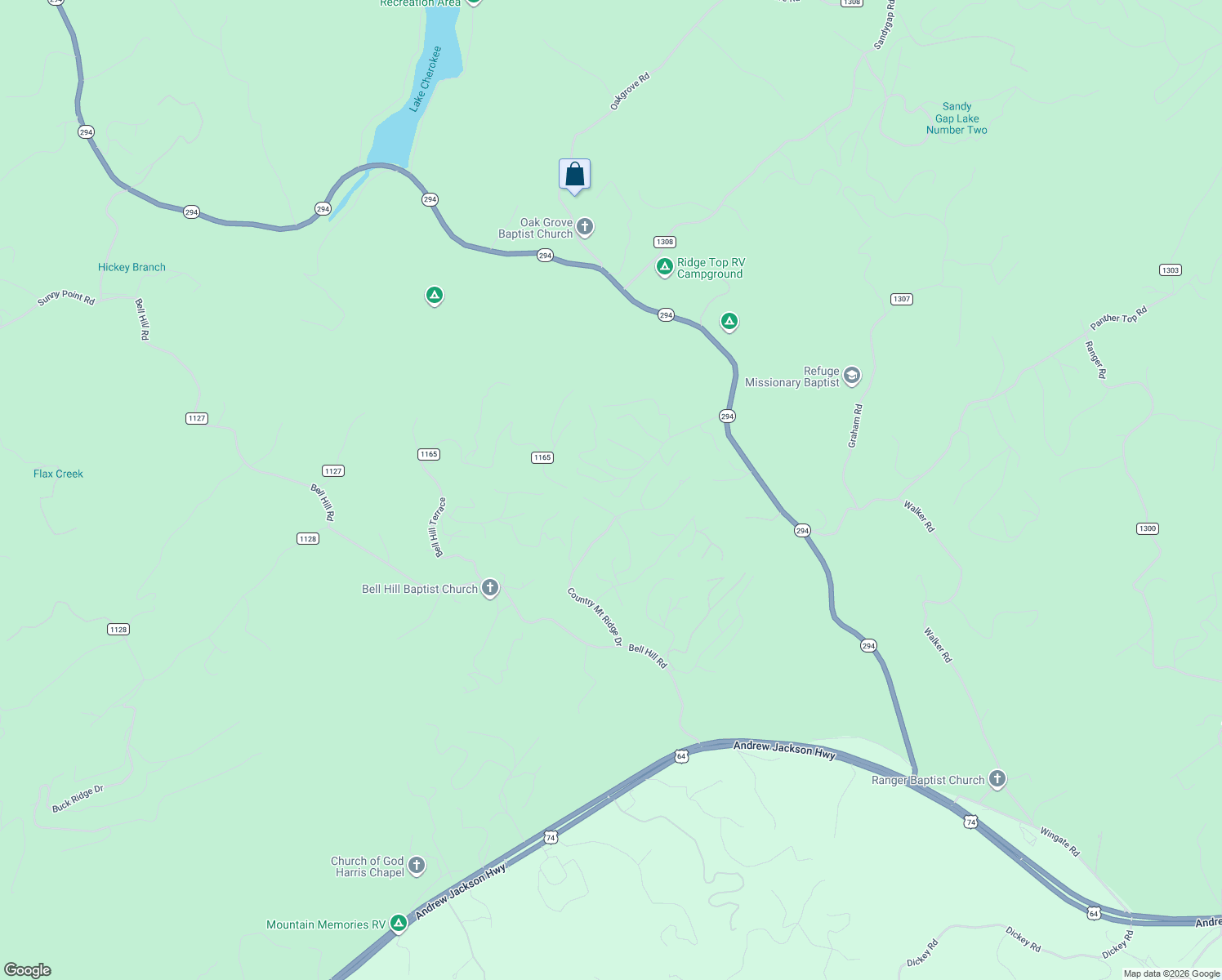 map of restaurants, bars, coffee shops, grocery stores, and more near 128 Osceola Rest in Murphy