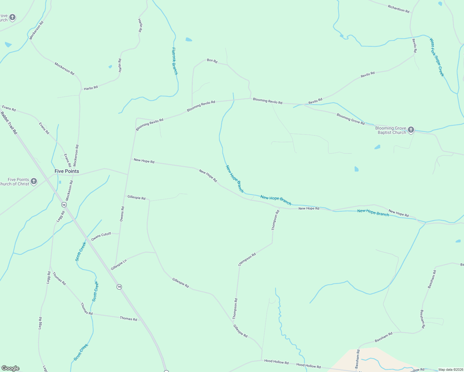 map of restaurants, bars, coffee shops, grocery stores, and more near 88 New Hope Road in Five Points