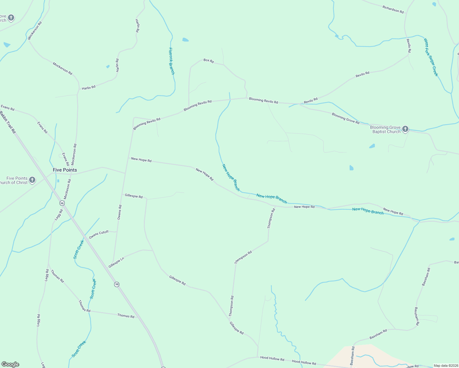 map of restaurants, bars, coffee shops, grocery stores, and more near 88 New Hope Road in Five Points