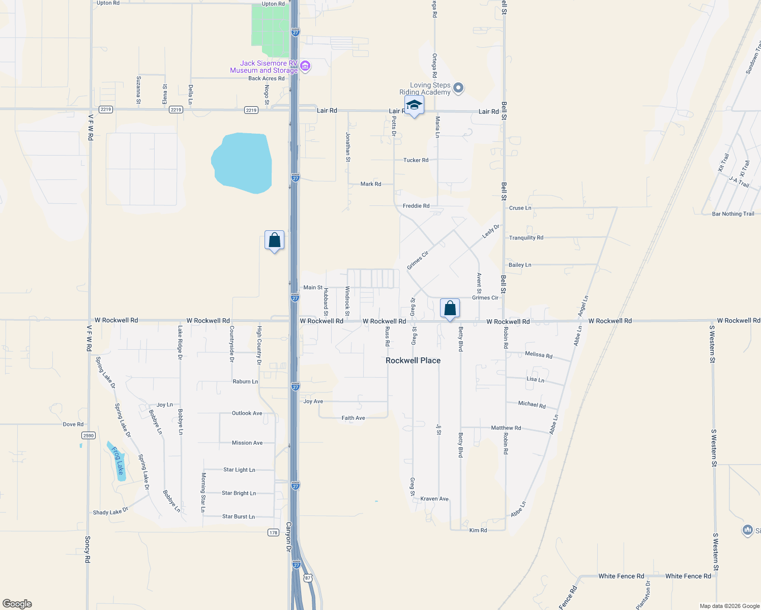 map of restaurants, bars, coffee shops, grocery stores, and more near 6900 West Rockwell Road in Amarillo