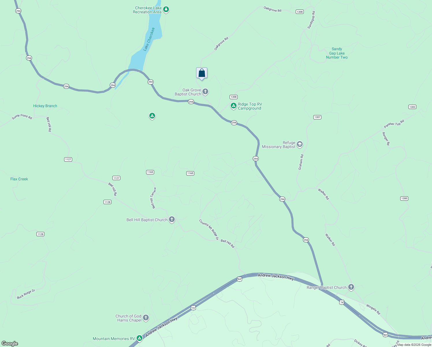 map of restaurants, bars, coffee shops, grocery stores, and more near 128 Osceola Rest in Murphy